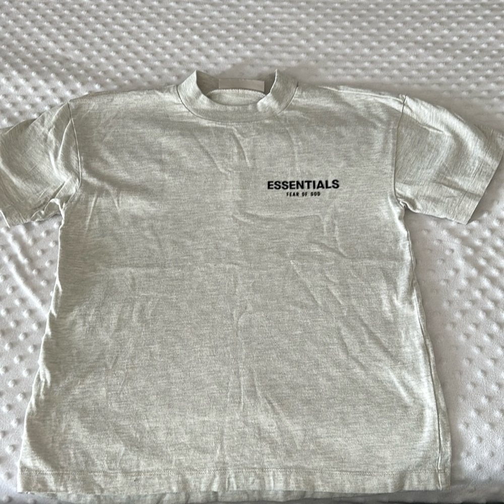 Essentials fear of God boys oatmeal colored shirt, size 12 ￼